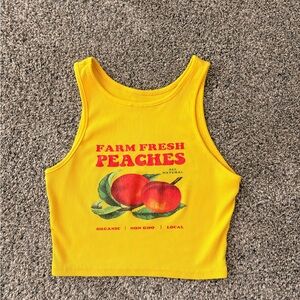 SHEIN Yellow Farm Fresh Peaches Cropped Tank Top